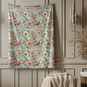 Luxuriös 1800-talets inspirerade ömtåliga Blommigt Fleecefilt