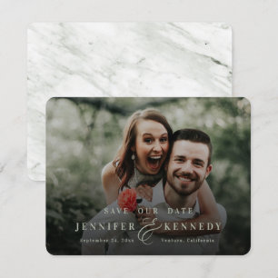 Luxuriös Ampersand Sage Grönt Marble & Fullt Photo Spara Datumet