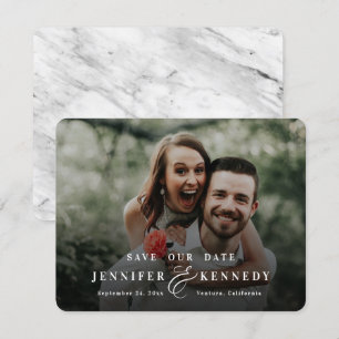 Luxuriös Ampersand White Marble & Fullt Photo Spara Datumet