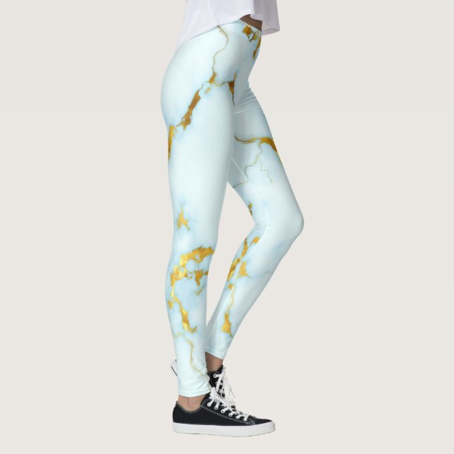 Luxuriös Azure Gilded Pottery Motif Ceramic Art Leggings (Höger)
