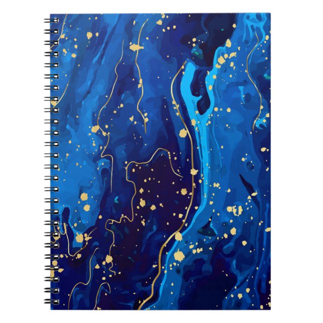 Luxuriös blå Guld Marble Struktur Anteckningsbok (Framsidan)