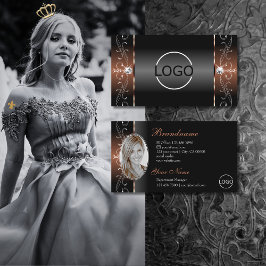 Luxuriös Black Brown Squiggled Jewels Logotyp & Fo Visitkort