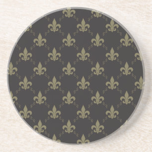 Luxuriös Black Guld Fleur De Lis Mönster Underlägg