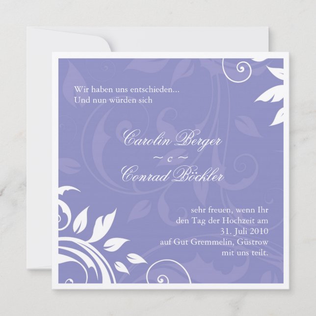 Luxuriös bröllopsinbjudan - tysk text 2 inbjudningar (Framsida)