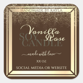Luxuriös brun produktförpackningsetikett Guld Ram Fyrkantigt Klistermärke