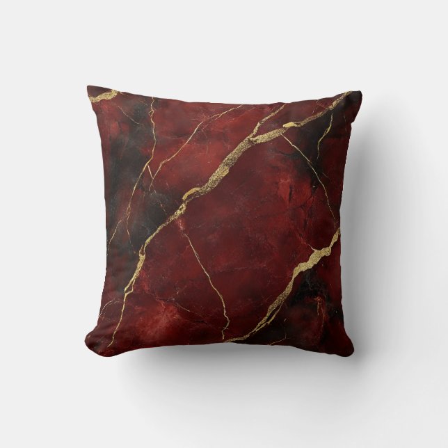 Luxuriös burgundy Guld Marble Decorative Pillow Kudde (Framsida)