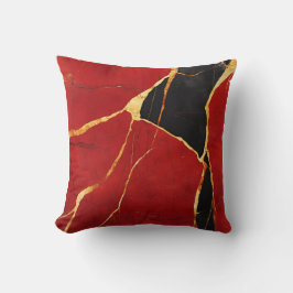 Luxuriös burgundy och dekorativ Guld-marbel Kudde