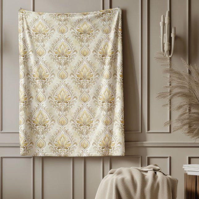 Luxuriös Chic för vattenfärgskugga, hemdekoration Fleecefilt (Luxurious Watercolor Damask Chic Home Accent Fleece Blanket)