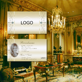 Luxuriös Cream Guld Squiggled Jewels Logotyp & Pho Visitkort
