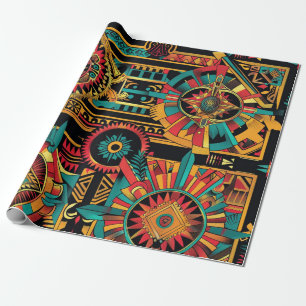 Luxuriös cyan "Aztec Dream" Konstens omslagspapper Presentpapper