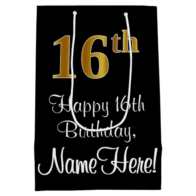 Luxuriös, Elegant, Faux Guld Titta 16:e födelsedag (Baksidan)