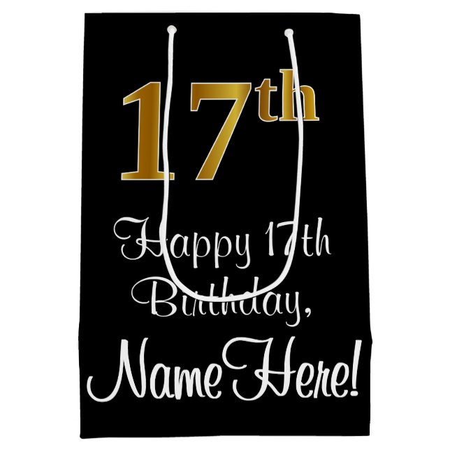 Luxuriös, Elegant, Faux Guld Titta 17:e födelsedag (Baksidan)