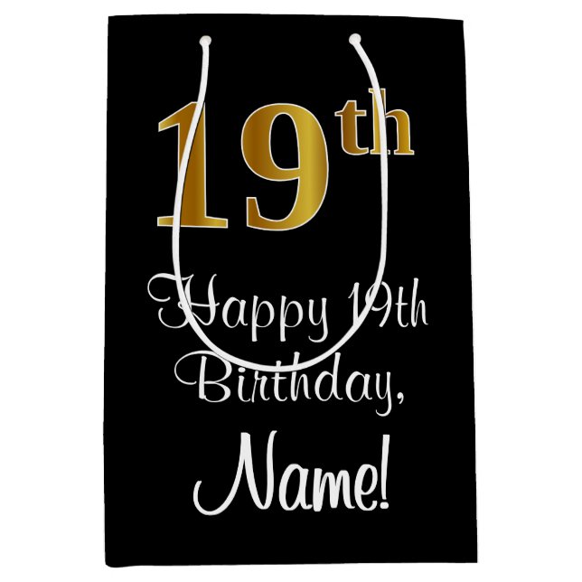 Luxuriös, Elegant, Faux Guld Titta 19:e födelsedag (Framsidan)