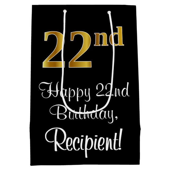 Luxuriös, Elegant, Faux Guld Titta 22:a födelsedag (Baksidan)