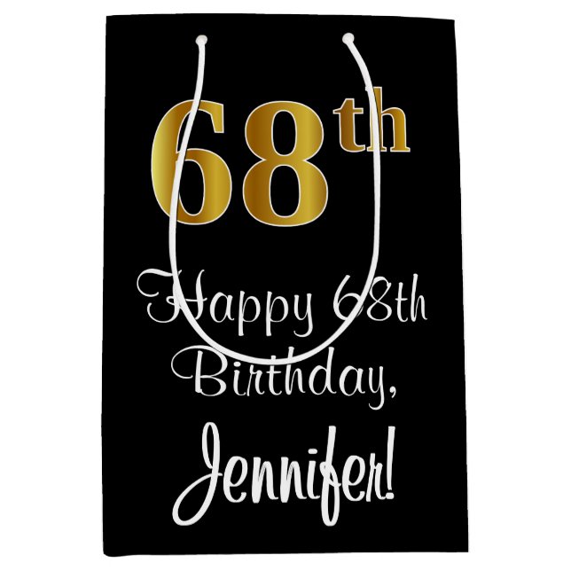 Luxuriös, Elegant, Faux Guld Titta 68:e födelsedag (Framsidan)