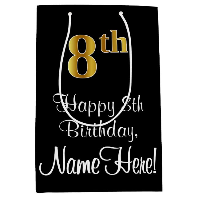 Luxuriös, Elegant, Faux Guld Titta 8:e födelsedage (Framsidan)