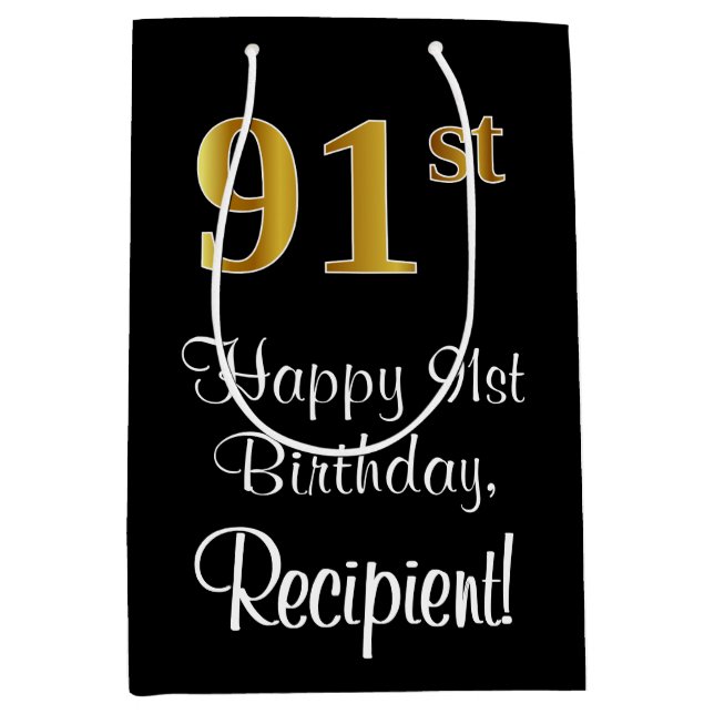 Luxuriös, Elegant, Faux Guld Titta 91:a födelsedag (Framsidan)