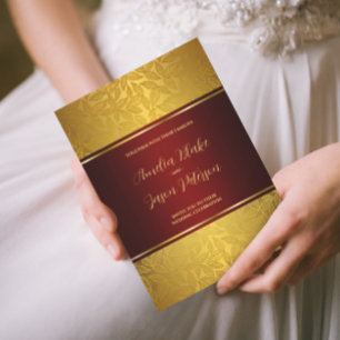 Luxuriös Engraved Guld Foliage Mönster Inbjudningar