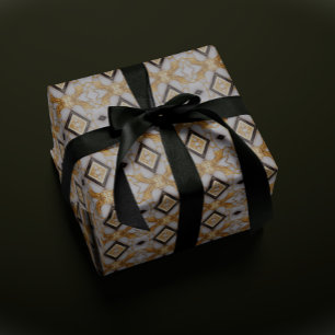 Luxuriös geometrisk Guld och vit jul Presentpapper