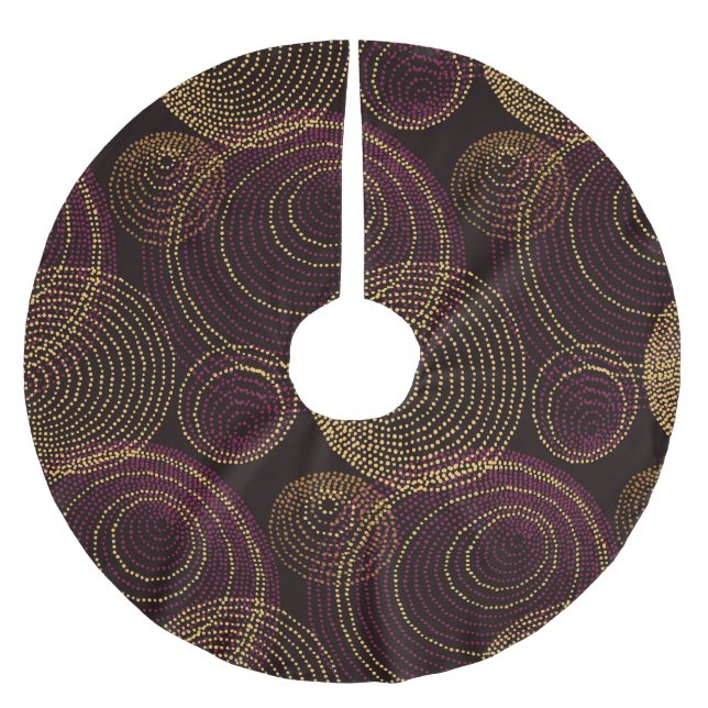 Luxuriös geometrisk utskrift av Guld Julgransmatta Borstad Polyester (Framsidan)