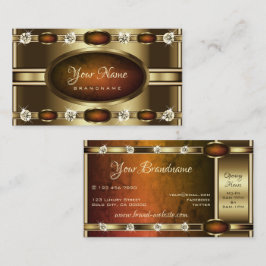 Luxuriös Golden Orange Marble Faux Rhinestones Visitkort