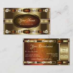 Luxuriös Golden Orange Marble Faux Rhinestones Visitkort