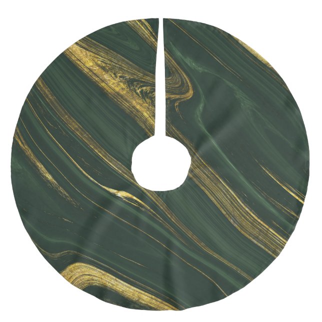 Luxuriös Grönt Onyx: Golden Marble. Julgransmatta Borstad Polyester (Framsidan)