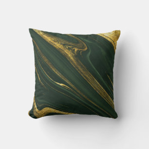 Luxuriös Grönt Onyx: Golden Marble. Kudde