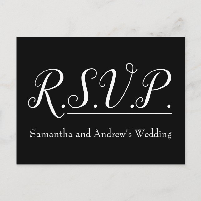 Luxuriös, gul "R.S.V.P." vykort (Framsida)