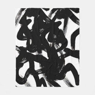 Luxuriös Guld Art: Abstrakt Black Stroke. Fleecefilt