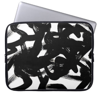 Luxuriös Guld Art: Abstrakt Black Stroke. Laptop Fodral