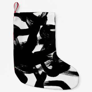 Luxuriös Guld Art: Abstrakt Black Stroke. Liten Julstrumpa