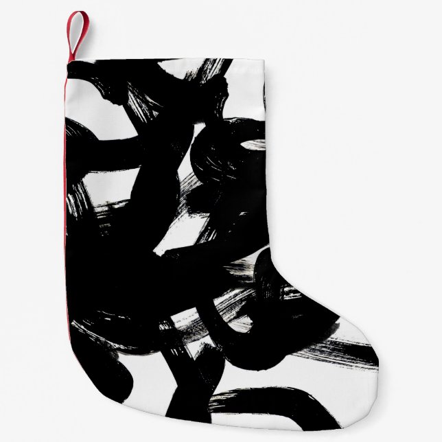 Luxuriös Guld Art: Abstrakt Black Stroke. Liten Julstrumpa (Framsidan)