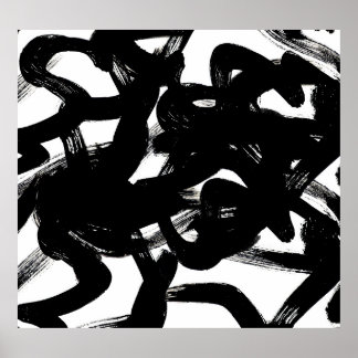 Luxuriös Guld Art: Abstrakt Black Stroke. Poster