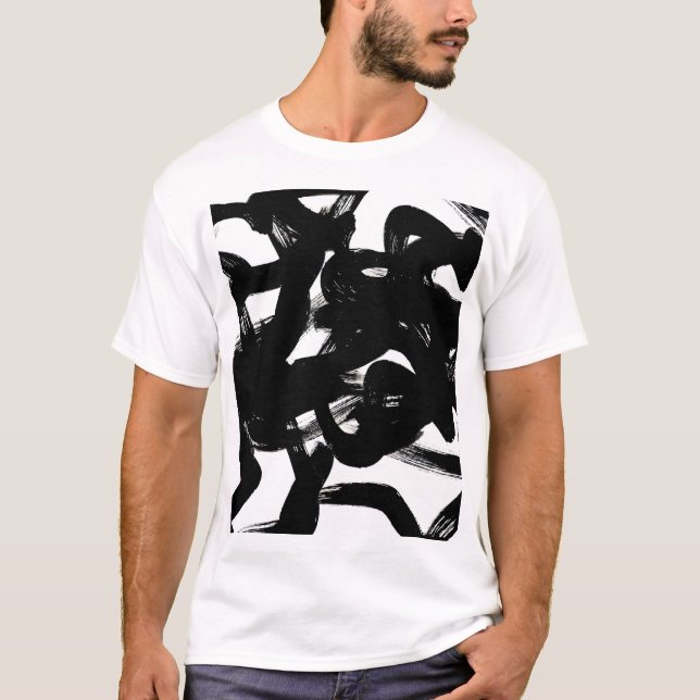 Luxuriös Guld Art: Abstrakt Black Stroke. T Shirt (Framsida)