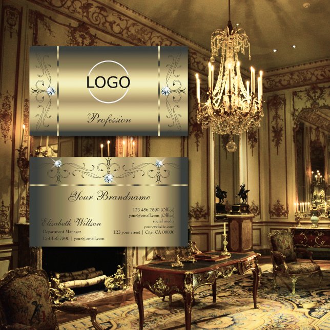 Luxuriös Guld-bläckstrålar Lägg till Logotyp Glamo Visitkort (Skapare uppladdad)