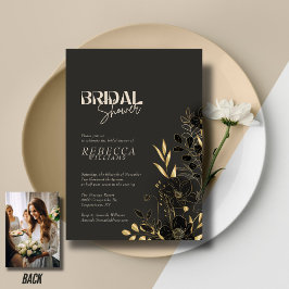 Luxuriös Guld Blommigt 1 FotoMöhippa Inbjudningar