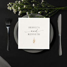 Luxuriös Guld-Blommigt, minimalistisk Bröllop Pappersservett