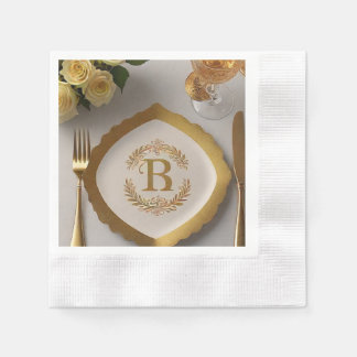 luxuriös guld-folie monogram papper napkin pappersservett
