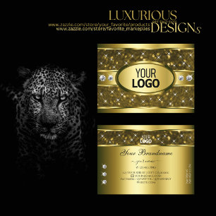 Luxuriös Guld Glitter Gnistra Stars Diamonds Logot Visitkort