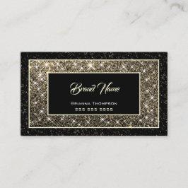 Luxuriös Guld Glitter Shimmery Stars Mörk Black Visitkort