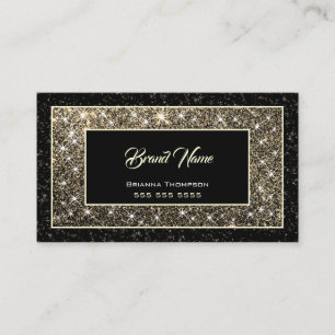 Luxuriös Guld Glitter Shimmery Stars Mörk Black Visitkort