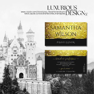 Luxuriös Guld Glitter Spark Luminous Stars Black Visitkort