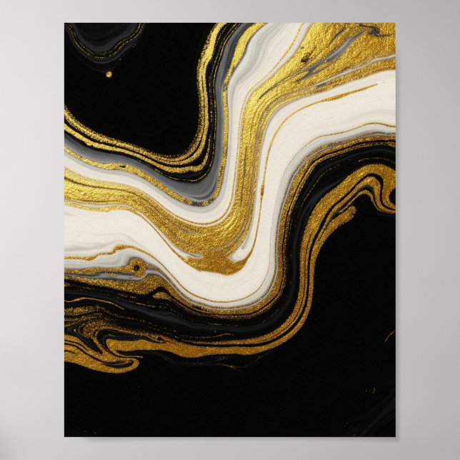 Luxuriös Guld Marble - Abstrakt Fluid Art Poster (Framsidan)