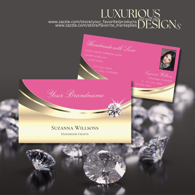 Luxuriös Guld och Rosa med Photo Gnistra Diamond Visitkort (Skapare uppladdad)