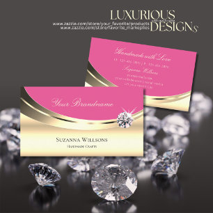 Luxuriös Guld och Rosa med Sparkly Diamond Luxe Visitkort