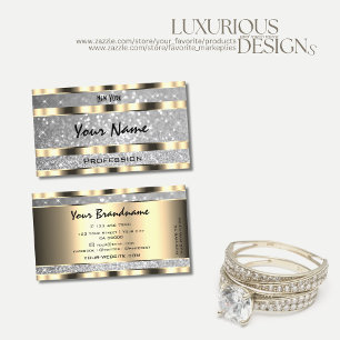 Luxuriös Guld Silver Glitter Stars Sparkling Star Visitkort