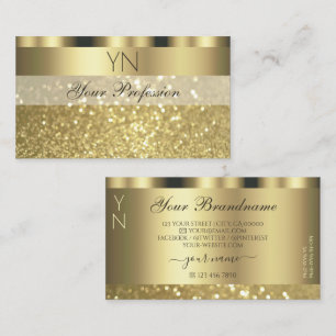 Luxuriös Guld Sparkling Glitter Monogram Shimmery Visitkort