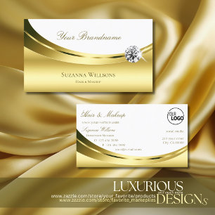 Luxuriös Guld White med Logotyp och Sparkly Diamon Visitkort