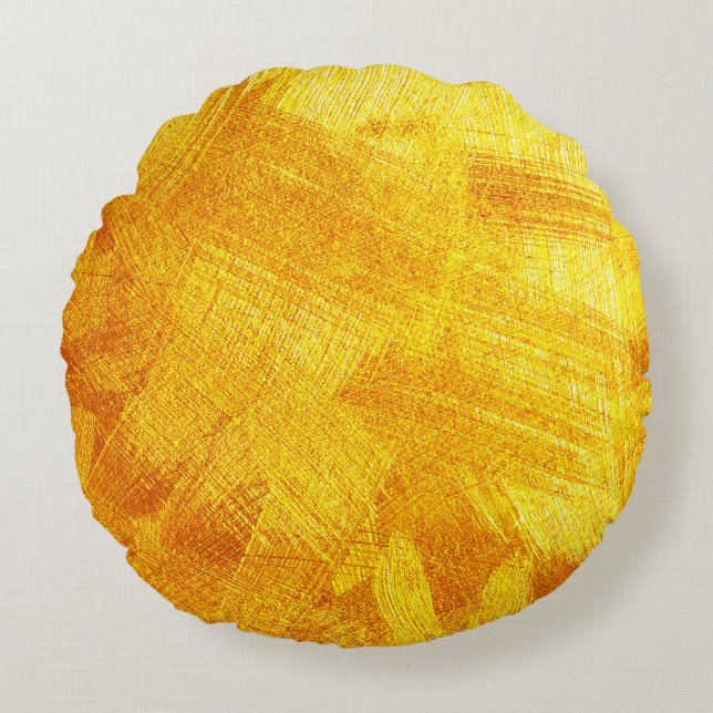 Luxuriös guldfärgad struktur, abstraktens bakgrund rund kudde (Framsidan)